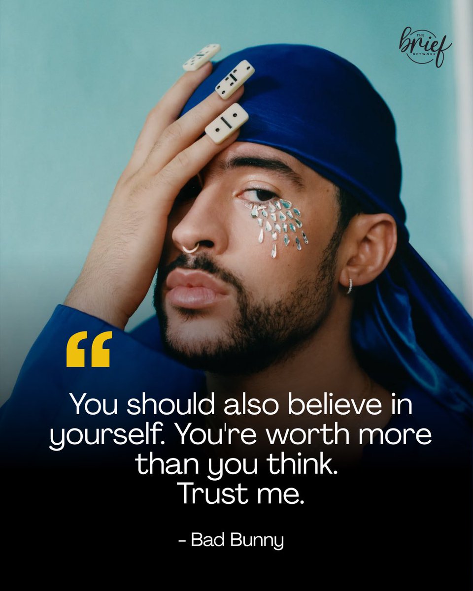stbinspires's tweet image. 7/8 “My name is Benito Antonio Martínez Ocasio, and if I’m at the Super Bowl today it’s because I never stopped believing in myself. You should also believe in yourself. You’re worth more than you think. Trust me.” - Bad Bunny #stbinspires #inspiration #badbunny #MindsetMatters