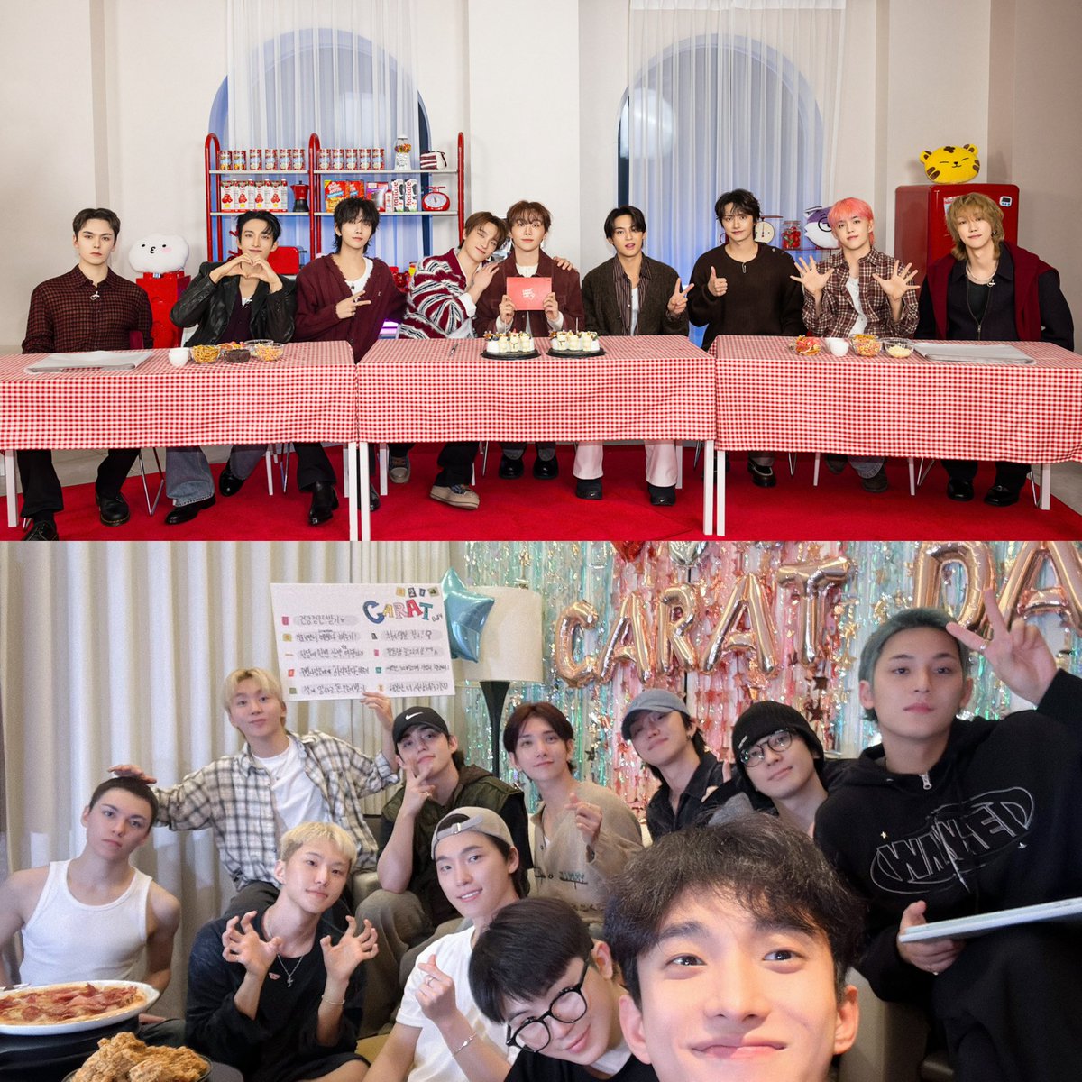 This year is different from last year some members are celebrating with us, and some are serving in the military but our hearts are always with you, and we love you thank you SEVENTEEN my favorite group 💎🩵🩷💌