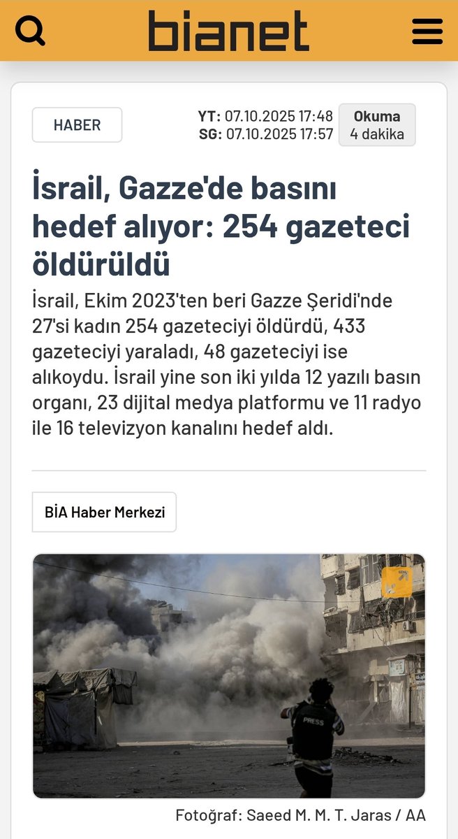<a href="/TC_Disisleri/">T.C. Dışişleri Bakanlığı</a> Sayın Avrupa Parlamentosu!
İsrail'in öldürdüğü 254 gazeteci için bir kınama mesajınız olacak mı?
Yoksa basın hürriyeti denince aklınıza sadece Türkiye'deki gazeteciler(!) mi geliyor?
<a href="/HakanFidan/">Hakan Fidan</a>