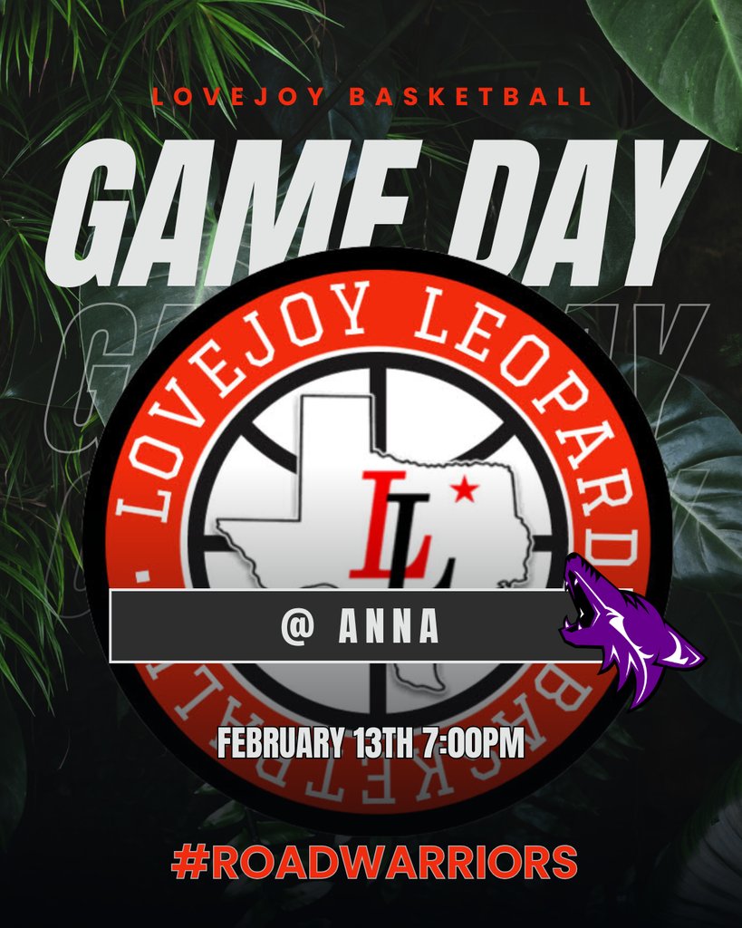 LovejoyHoops's tweet photo. GAMEDAY Leopard Nation!! Come out to Anna tonight and cheer the guys onto victory over the Coyotes.  It's going to be a fun and exciting match up that you won't want to miss. 🖤❤️ 🐆 See you there! #weareONE https://t.co/3ThDrWIc62