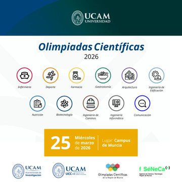 🧠 ¡Vuelven las #OlimpiadasCientíficasUCAM 2026, financiadas por <a href="/FundacionSeneca/">Fundación Séneca</a>, para alumnos de bachillerato y FP de la Región de Murcia!

📍Campus de Cartagena
📅24 de marzo
🏋️‍♀️Disciplinas: Enfermería, Deporte y Fisioterapia
📝Inscripción: eventos.ucam.edu/146456/detail/…

📍 Campus de
