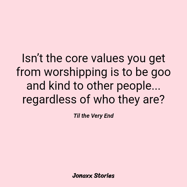 Jonaxx highlighting here the hypocrisy of 'religious' people nowadays. They will claim as religious and servant of God but these are also the same people who outcast and judge others who do not 'fit' to the norms.