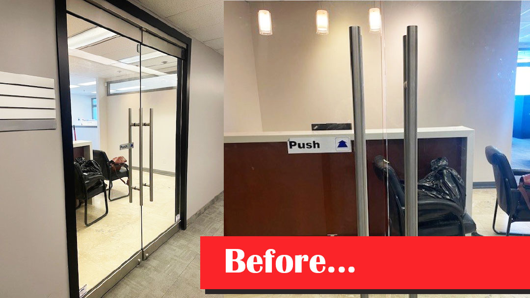 SpeedproBarrie's tweet photo. Innovative Planning Solutions asked us to help with their branding in their new office.  Behind the desk, we installed their name and logo using cut acrylic. We then applied an alternate logo to the doors by cutting it out of frosting, and added a decal to the facade of the desk. https://t.co/cP99f0o31d