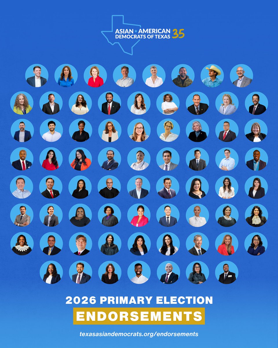 texasasiandems's tweet photo. ๐จ The decisions are in! One official slate. @texasasiandems proudly announces our largest endorsement slate in 35 years ๐ณ๏ธ
Early voting starts Feb 17. See full list: https://t.co/1nZJMbMp0X
#texasdemocrats #democrats https://t.co/Bd9wHCemvx