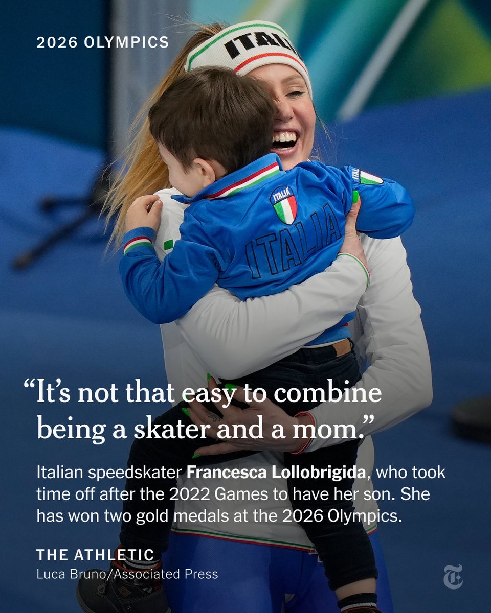 From <a href="/TheAthletic/">The Athletic</a>: In her fourth Olympics, Italy's Francesca Lollobrigida said that she was proud of herself for not giving up and for believing she could have a family and be an Olympic champion. She has won two gold medals at the 2026 Winter Olympics. nyti.ms/3M7gk3i