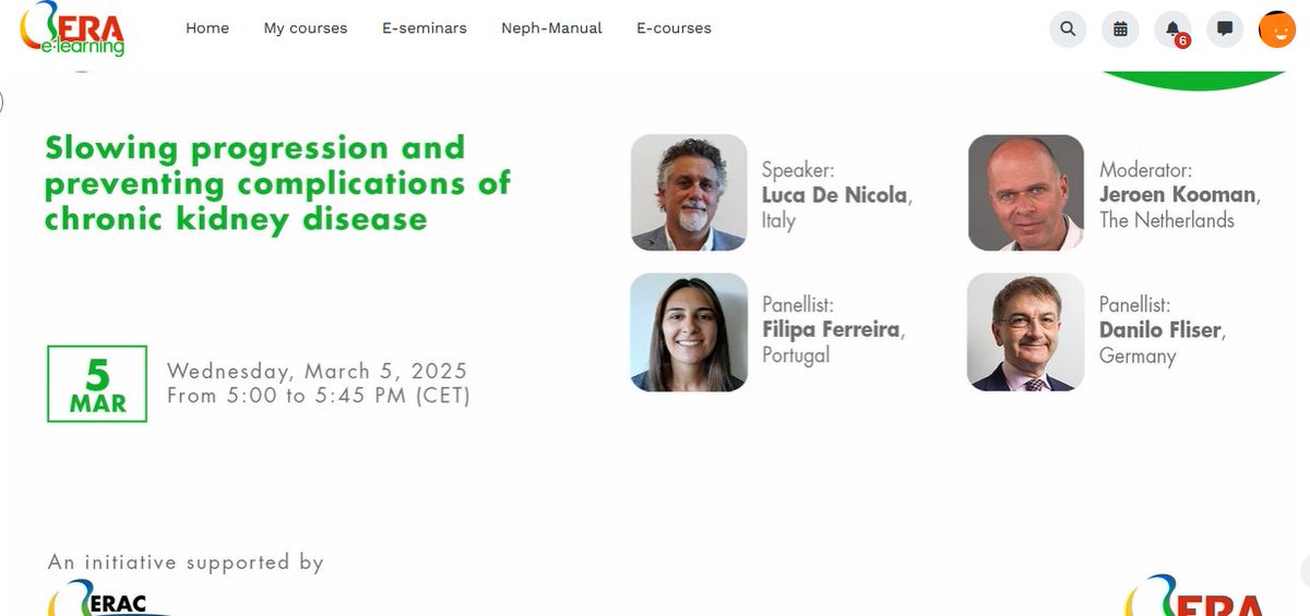ERAkidney's tweet photo. 🧵 How do we REALLY slow CKD progression &amp; prevent complications?
🎙️ Luca De Nicola | Moderated by Jeroen Kooman
👥 With Filipa Ferreira &amp; Danilo Fliser https://t.co/4yVjfhNoCP