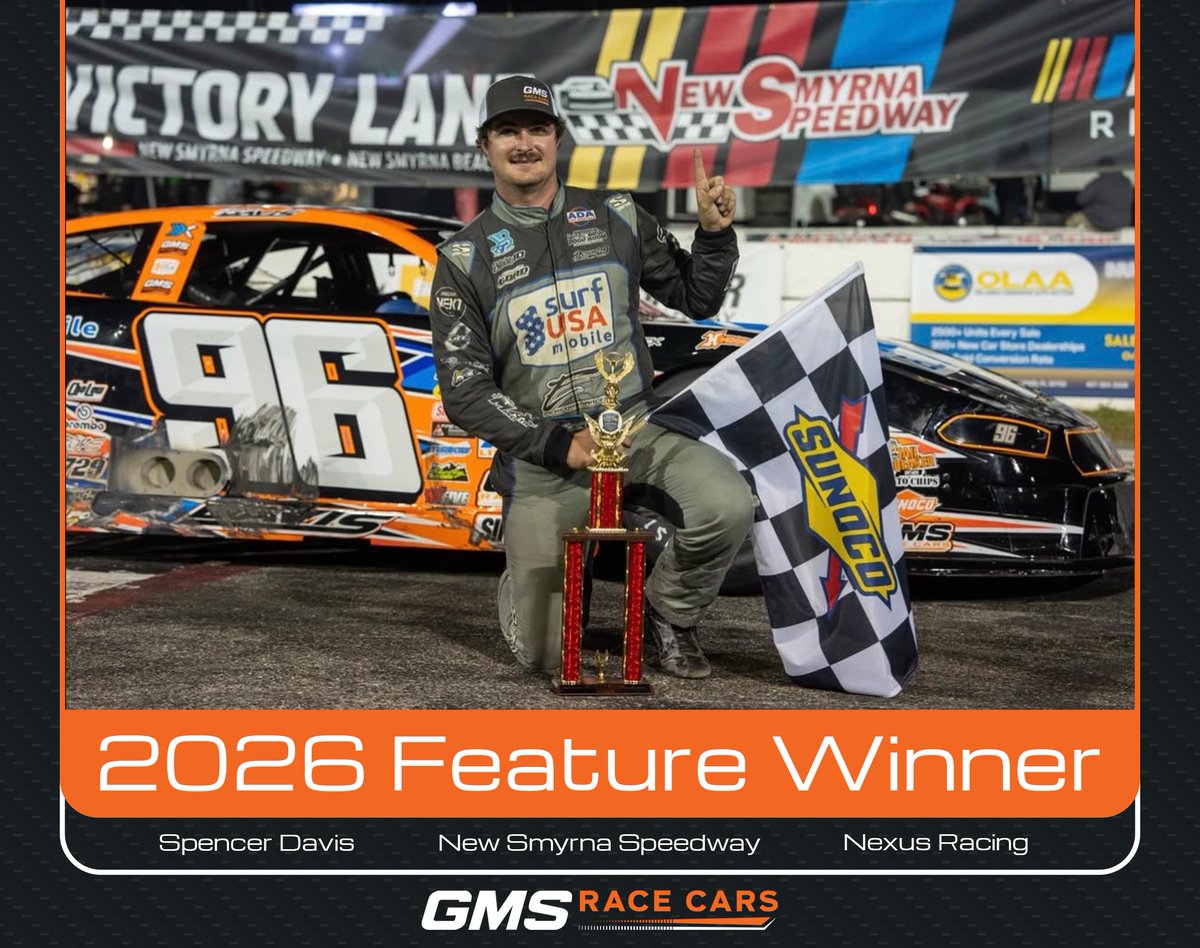 GMSracecars's tweet photo. So nice, we did it twice 😎

Back to back feature wins to round out the World Series of Asphalt at New Smyrna Speedway. The win last night also secured GMS the World Series championship with consistent speed, averaging a finishing position of 2.2 across the five races! https://t.co/PJ8DPzqkfH