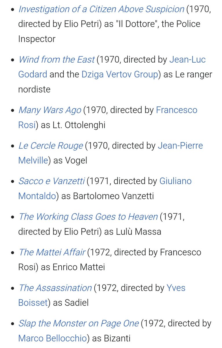 GhettoPat_'s tweet photo. @Gibboanxious • Gian Maria Volonté, greatest actor of all time: unbelievable run of 18 great films from 1970 to 1980, unrivaled

• Leonardo DiCaprio: only 6 films in 13 years but 6 masterpieces, run still ongoing

• Audrey Hepburn: discreet and beautiful run of 9 very good films in 15 years https://t.co/dCjK2m56XX