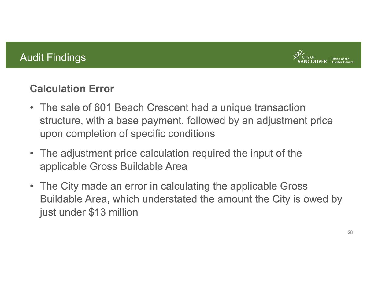 COV Director Real Estate Services, Andrew Newman finally acknowledged staff’s $13M underpricing error on 601 Beach.

Bizarrely he says that’s offset by annual $3M interest payments for the next 3 years on the ~$100M owing (after 10 years interest-free).

cityhallwatch.wordpress.com/2025/03/19/cit…