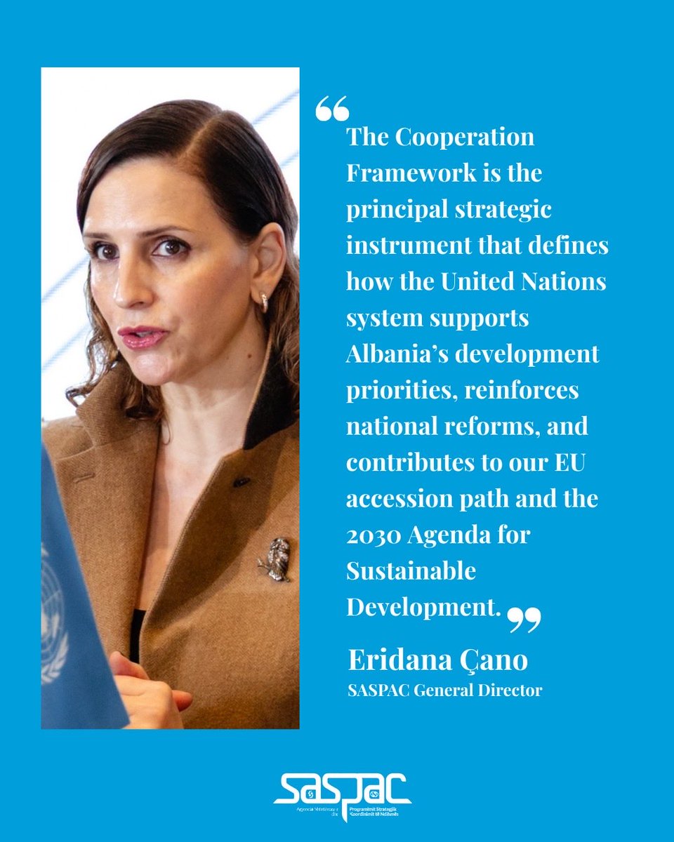 SASPACALBANIA's tweet photo. A key message from #SASPAC GD #EridanaÇano on the importance of the #Albania–#UN Cooperation Framework 2027–2031.

This engagement reflects the shared commitment to strengthening #partnership &amp; coordination in support of🇦🇱’s long-term priorities &amp; meaningful results for citizens. https://t.co/oJwIRx9TPw