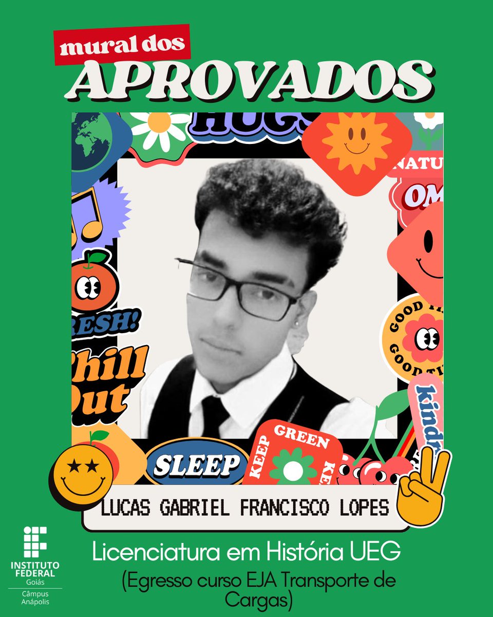 ✅Seguimos com o nosso Mural dos Aprovados!

👏O destaque desta sexta-feira pré-carnaval é para o Lucas Gabriel, que cursou a EJA em Transporte de Cargas e foi aprovado em licenciatura em História na UEG. Parabéns, Lucas!