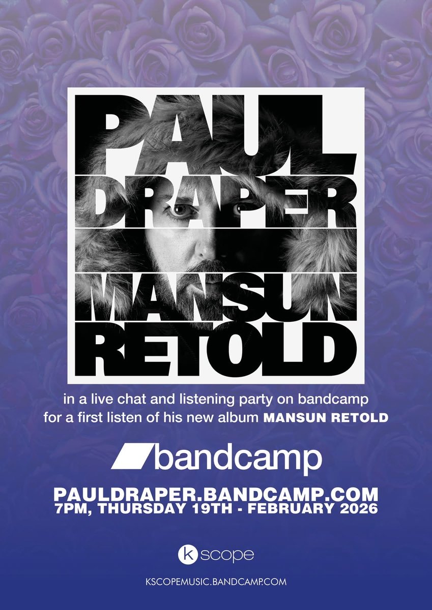 PaulDraper's tweet photo. 'MANSUN RETOLD' LISTENING PARTY 
Join Paul for an EARLY FIRST LISTEN  to his new album 'Mansun Retold', on Thursday 19th  February at 7pm, UK time!  Paul will be online to answer your questions. https://t.co/IAR8z5uZdk