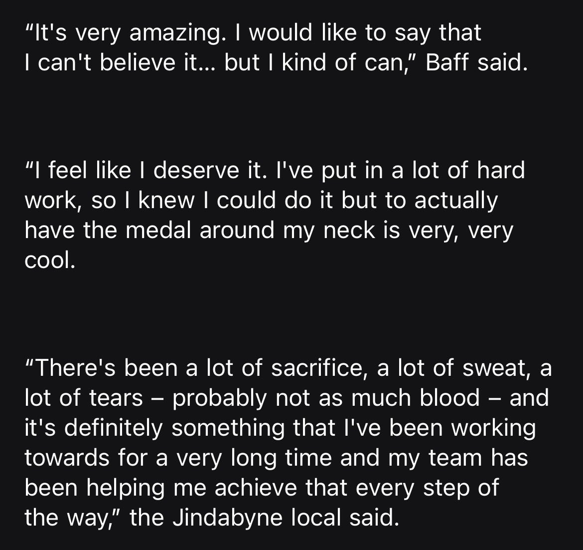 As she should. Josie and Lambo in the mixed event were my sneaky gold for this games but that self belief that you can is what every athlete that does end up doing great feels. You can’t be the best without knowing in your heart you are the best and Josie Baff killed it