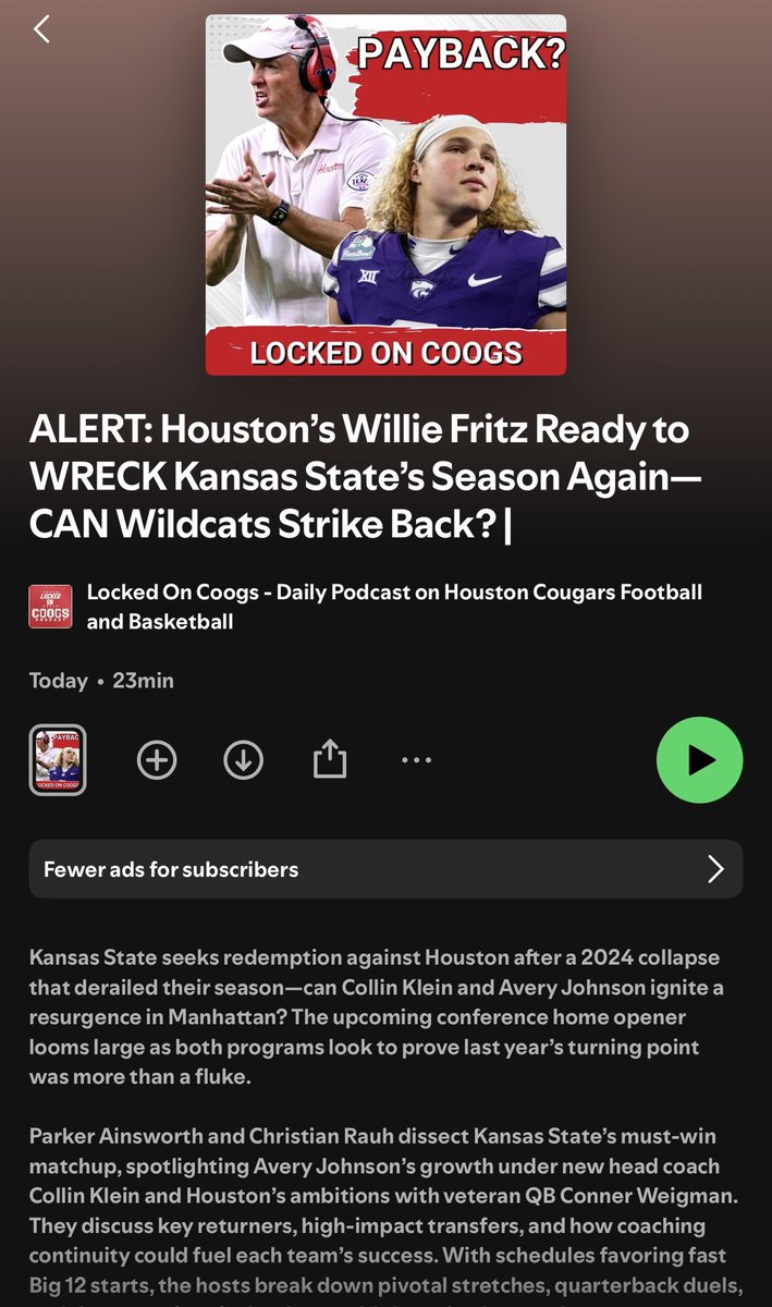 While I can’t figure out the video taking so long, there are TWO Locked On Coogs episodes out, both crossovers with <a href="/ChristianSRauh/">Christian S. Rauh</a> talking Big 12, Coogs &amp; Cats, &amp; next football season
It’s published on all audio platforms, video is working I promise!
#GoCoogs