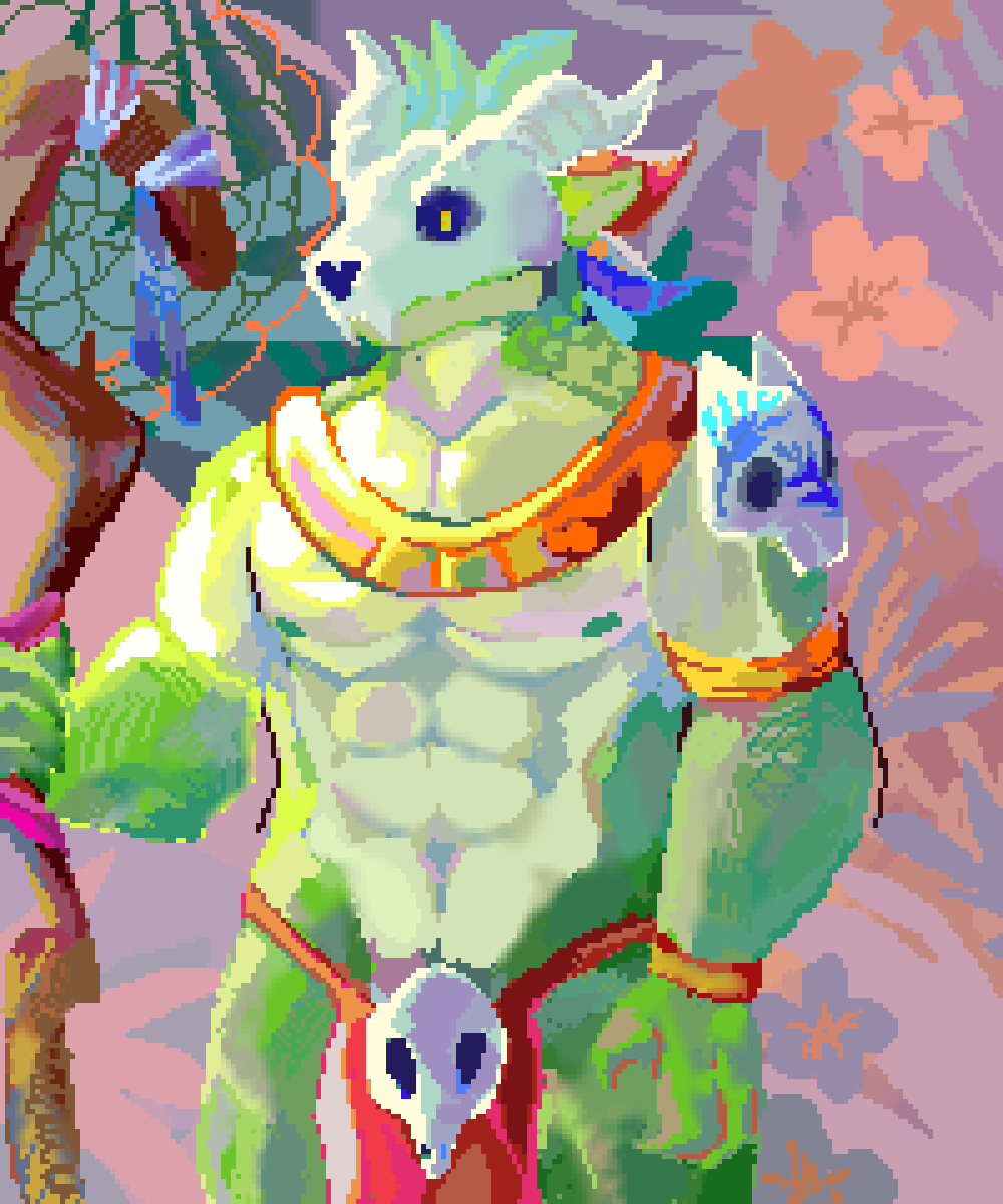 witch doctor doodle to practice pixel art and coloring a bit