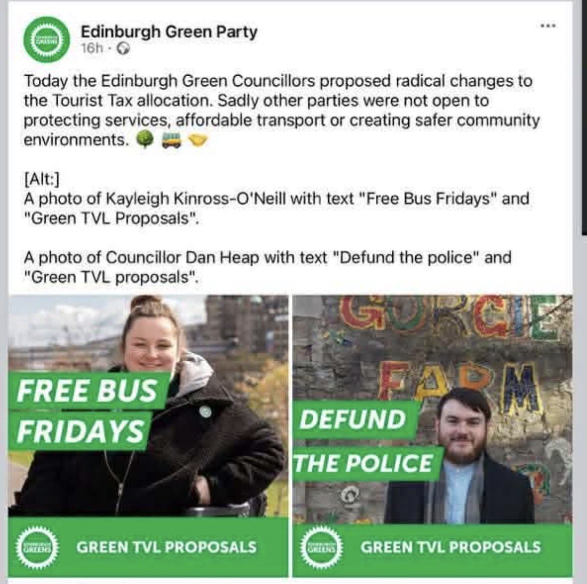 The Scottish Greens in Edinburgh want to defund the police. These people are crazy.