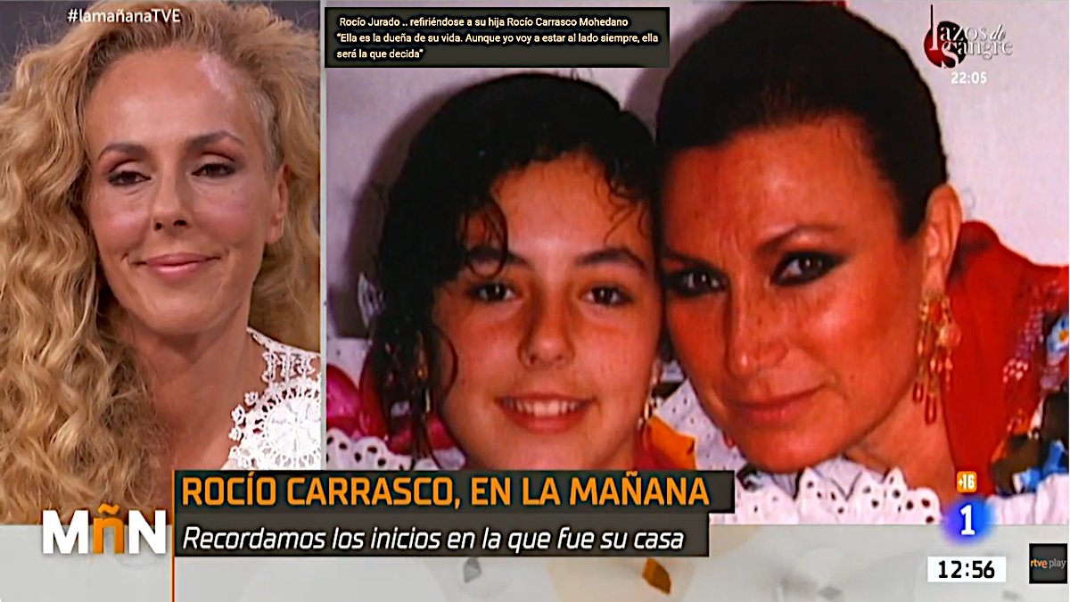 MÑN rtve 08.07.2020. Rocío Jurado ... refiriéndose a su hija #RocíoCarrasco Mohedano.
“Ella es la dueña de su vida. Aunque yo voy a estar al lado siempre, ella será la que decida”
#MareaFucsia #APOYOROCIO13F