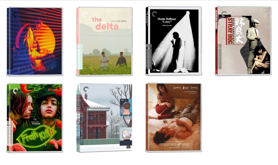 The Criterion Collection May 2026 slate

May 5
Akira Kurosawa's Stray Dog (4K UHD + Blu-ray)

May 12
The Delta (Blu-ray)
Peter Hujar’s Day (Blu-ray)

May 19
Body Heat (4K UHD + Blu-ray)
Fresh Kill (Blu-ray)

May 26
Sentimental Value (4K UHD + Blu-ray)
Lenny (4K UHD + Blu-ray)