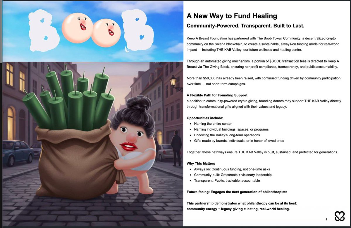 The wellness centre being designed to be built on 10 acres of land by <a href="/keepabreast/">Keep A Breast</a> is going through planning with is Shaneys long term vision and dream after 25 years of supporting people with breast cancer and spreading awareness.

She has added the $boob token and how it helps