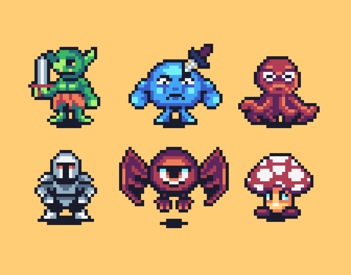 Guixel_'s tweet photo. Sweetie 16 monster pack 👾
Process soon…
Which one would you fight first? ⚔️
#pixelart #indiedev #lospec #gamedev https://t.co/3MjpPZiGSb