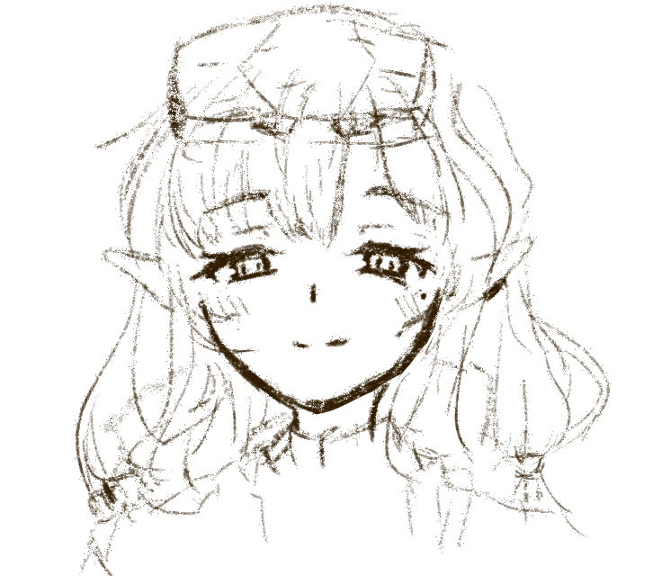 社会人6年目の財力で少し前につよつよPCに買い替えたので久々にさっと落書き
最近ハマってるブルアカ　ヒマリ
やわらかい表情にさせようとしすぎて目元が違う感
左右非対称なのも気になる
書き込みや塗りはまた後日。。。。