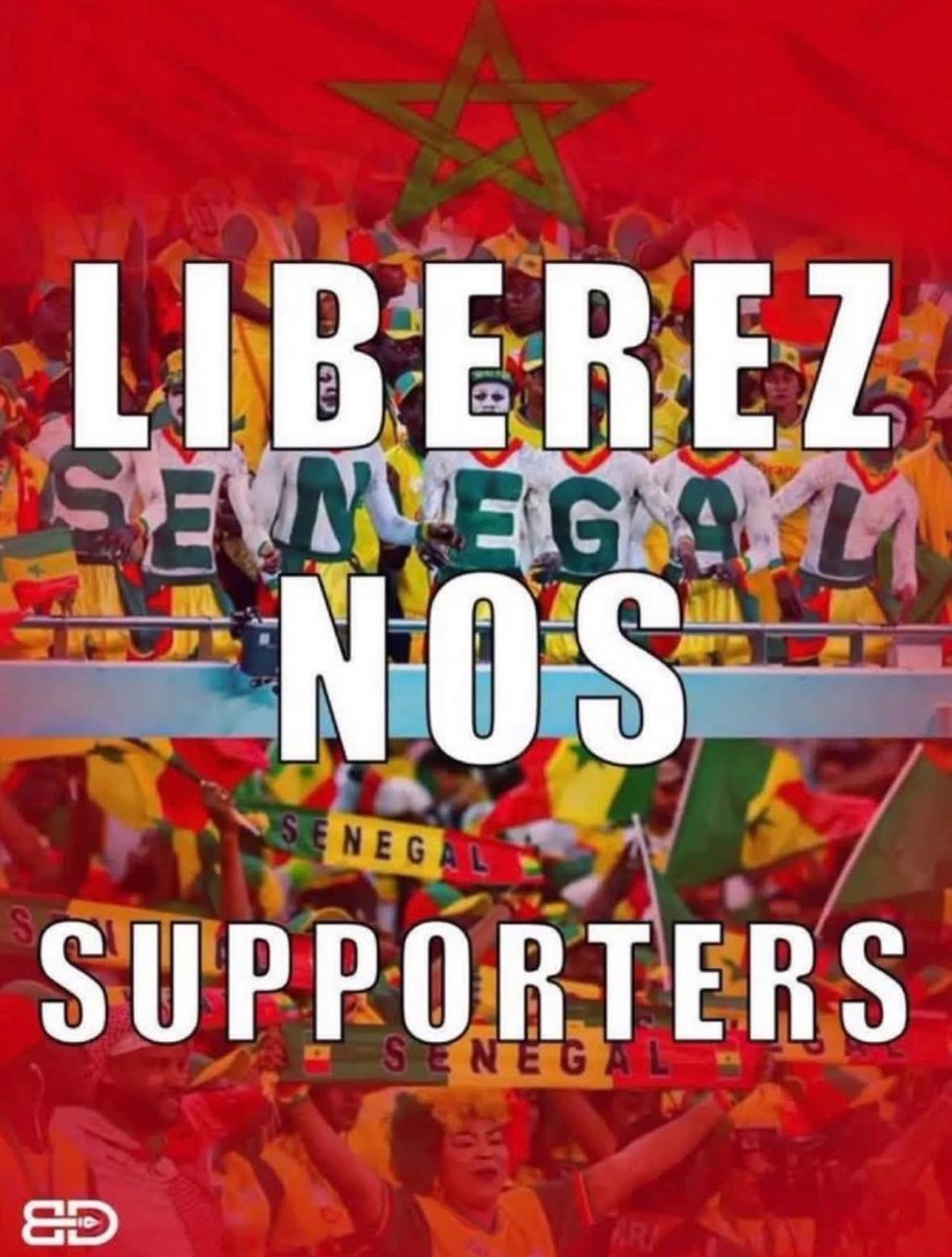 maps_dk's tweet image. Nous réclamons purement et simplement la libération de nos supporters sénégalais détenus au Maroc depuis la finale de la Can.
Football Fans shouldn’t be detained after a football game. 
@TotalAFCON2025 @FIFAWorldCup @GaindeYi 
#libereznossupporters 
#FreeTheSenegaleseFans