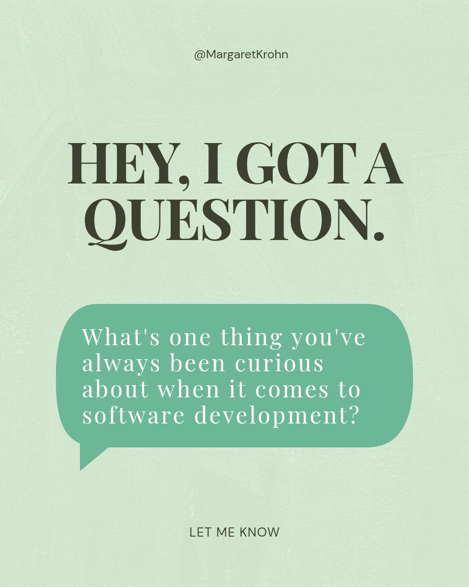 Thinking about doing a little mini-project while I wait for my new job to start up.

What's one thing you've always been curious about when it comes to software development? 👀🤔