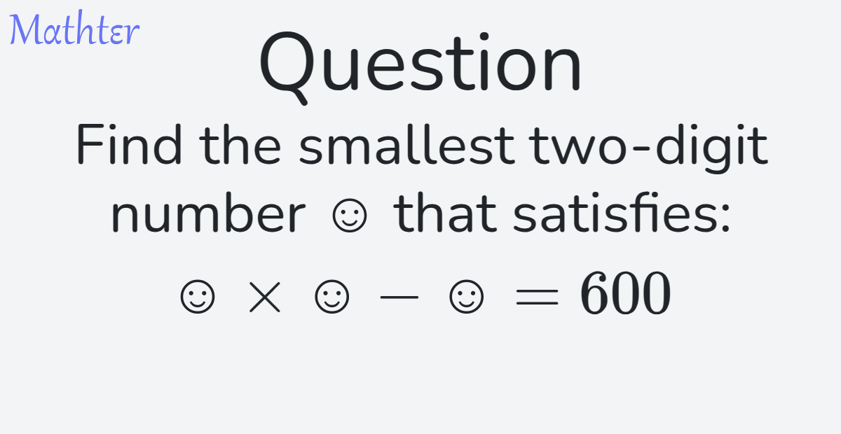 MathterRiddler's tweet photo. Puzzle from the Mathter website: https://t.co/rqyTA67RGC 
#Puzzle #NumberTheory #Arithmetic #Equations https://t.co/ed1d2TZBsk