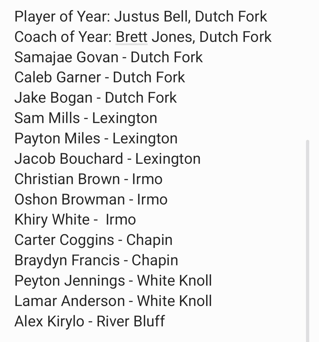 Region 4-5A Girls and Boys basketball teams <a href="/df_girlsbb/">Dutch Fork Girl's Basketball</a> <a href="/LexingtonWBB/">Lexington Womens Basketball</a> <a href="/chapingbb/">Chapin Eagles WBB Basketball</a> <a href="/IrmoGirlsBBall/">IrmoGirlsBasketball</a> <a href="/RBHSwbb/">River Bluff Women’s Basketball</a> <a href="/KnollAthletics/">White Knoll Athletics</a> <a href="/DutchForkBball/">DFHS Boys Basketball</a> <a href="/irmobasketball/">Irmo Basketball</a> <a href="/lexingtonhoops/">Lexington Wildcats Boys Basketball</a> <a href="/chapinmensbball/">Chapin Men’s Basketball</a> <a href="/RBHS_Basketball/">River Bluff Hoops</a>