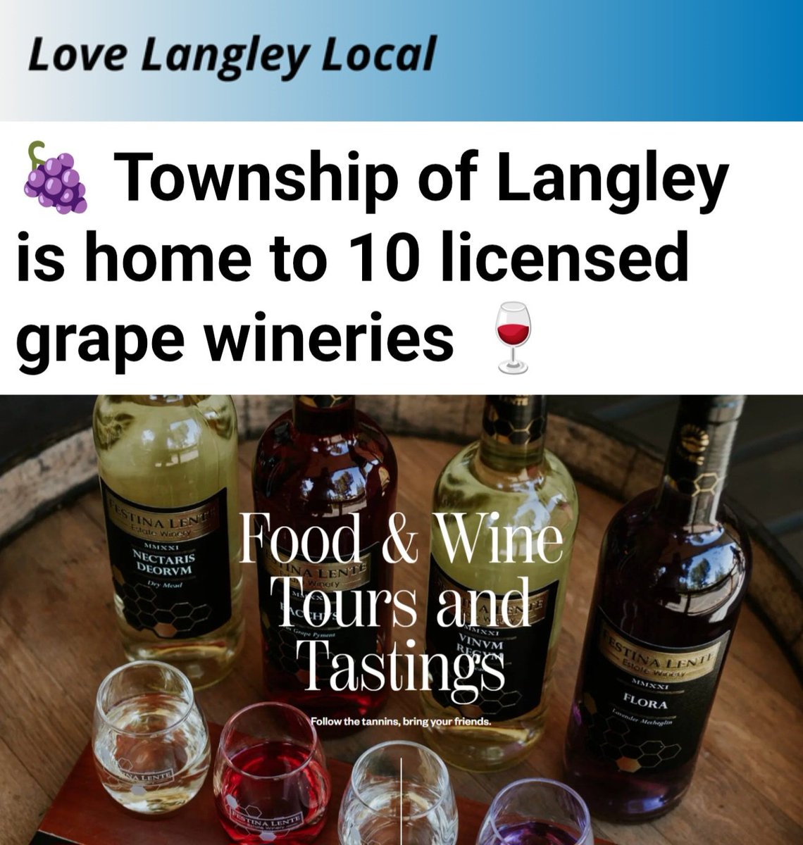 A gem of the Fraser Valley wine region, the Township of Langley is home to 10 licensed grape wineries. The uniquely cool climate of the area makes for flavour-forward wines, many of which have received awards.

Visit <a href="/TourismLangley/">Tourism Langley</a> ⤵️ tourism-langley.ca/things-to-do/f… #langleyfresh