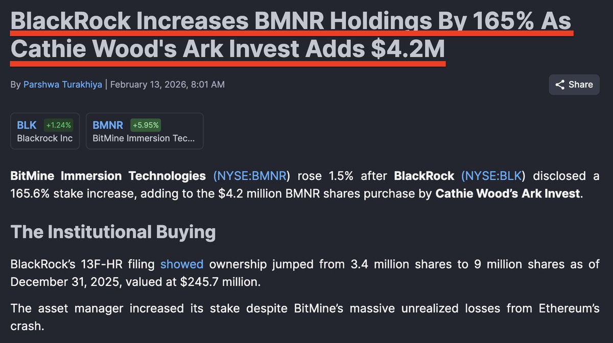 🤯 HOLY GUACAMOLE: BlackRock just increased its $BMNR holdings by
