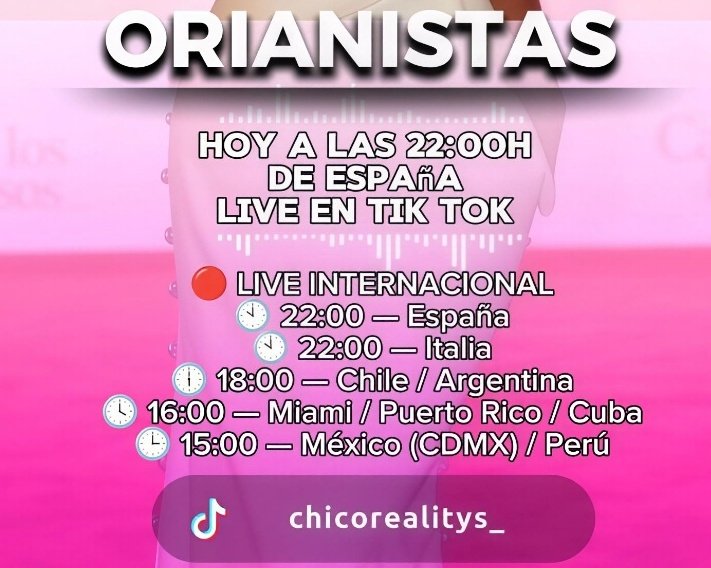 LIVE ORIANISTA 22:00H 🇪🇸|🇮🇹 

Os esperamos a todos para comentar y debatir, en la cuenta de <a href="/chicorealitys_/">Chico Realitys 🍄</a> #orianistas