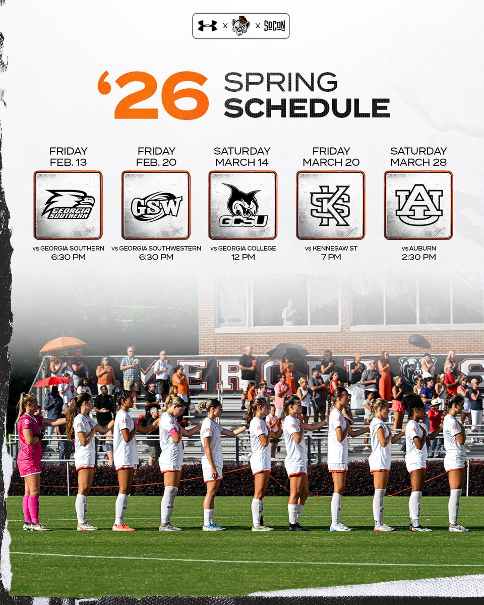 MercerWSoccer's tweet image. The 2026 Spring Schedule is HERE. 🗓️

All games are at Betts Stadium, see you there! ⚽️🐻

#GOBEARS | #MUWS