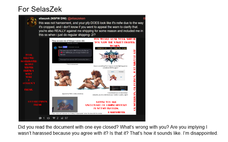alright time for another thread
it's not harrassement because they mistakingly thought your pfp was nsfw due to the cropping, so they warned you, which you could have appealed. and since it was a warn they didn't bother looking much into it. 1/?