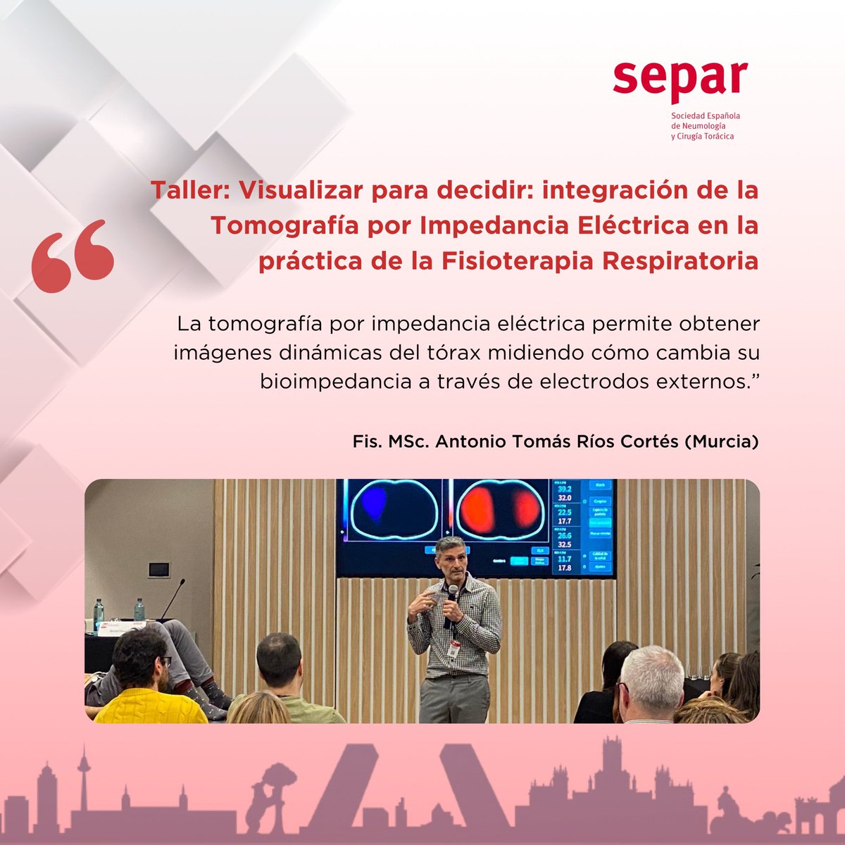 SeparRespira's tweet photo. 👉🏻 En el programa del Área @separfisio se ha incluido un taller sobre la Tomografía por Impedancia Eléctrica en la práctica de la Fisioterapia Respiratoria.
#36RI #SEPAR https://t.co/OAxYVAtjWW