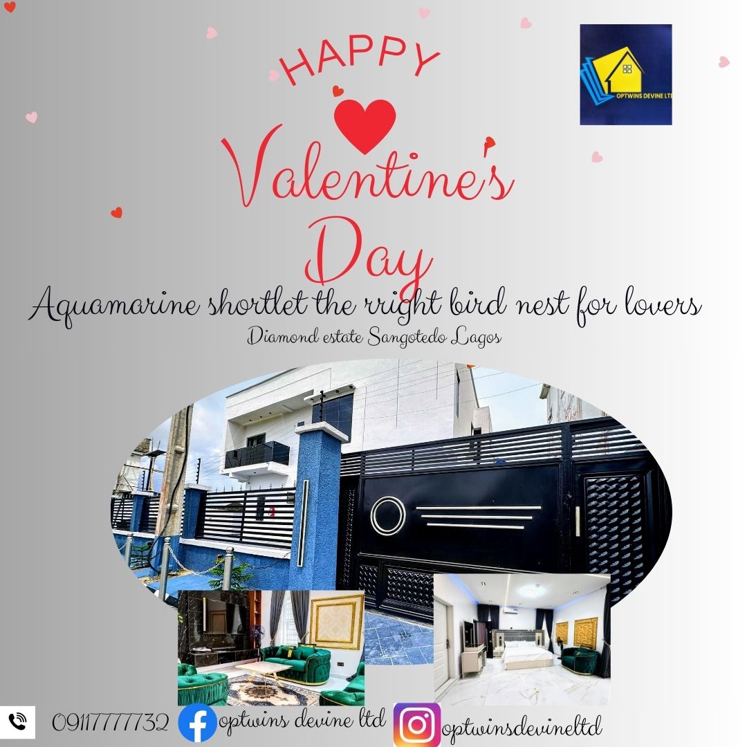 optwinsdevine's tweet photo. Aquamarine short let is the best destination for lovers this valentine.
(Diamond Estate Sangotedo Lagos)

5 bed duplex with all facilities including PS5, 24hrs power supply and many more

Dm or call us on 09117777732, 
 book from  https://t.co/j5mV7Ot5gF, Vrbo, property pro...... https://t.co/eJncUu10uH