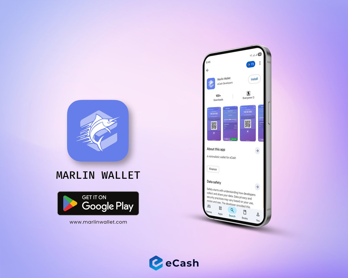 eCash's tweet image. Marlin Wallet has crossed 200 users on @GooglePlay Store! 🔥

📲 Get it here: play.google.com/store/apps/det…

$XEC