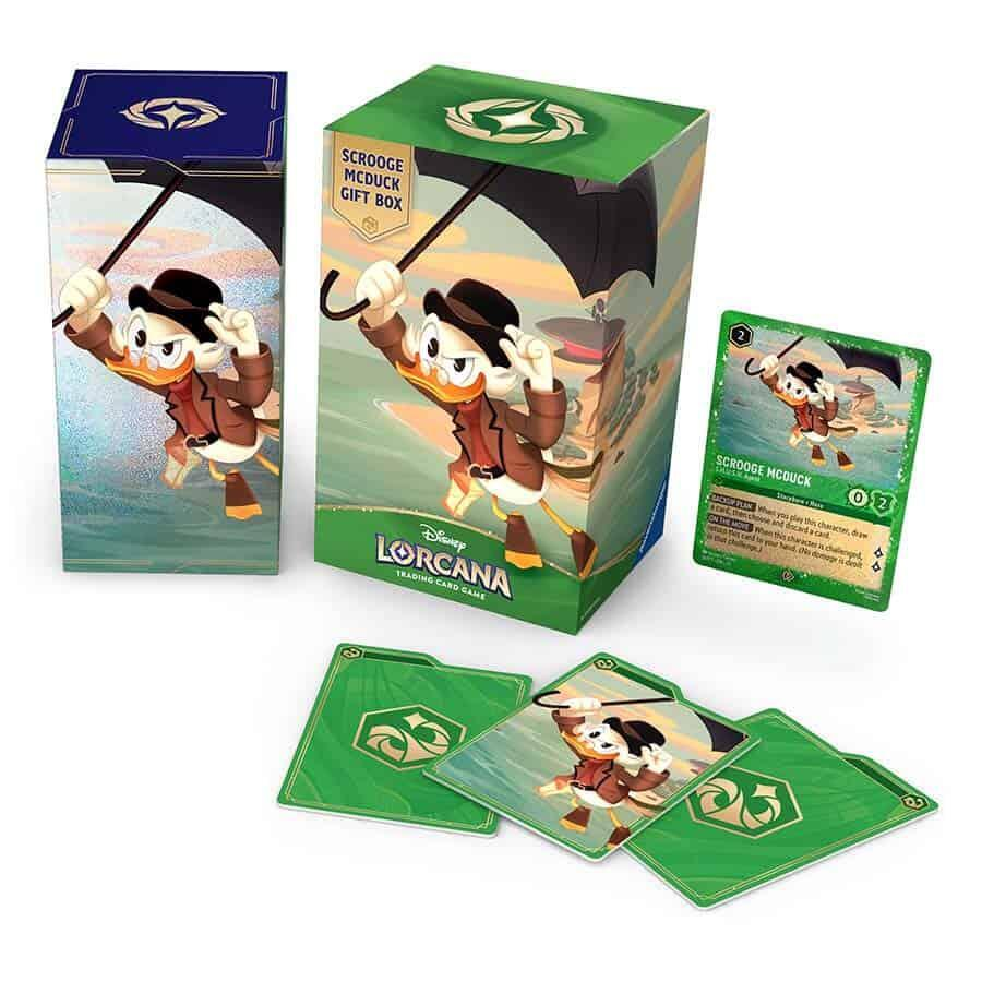 Preorder Disney Lorcana TCG Scrooge McDuck Gift Box at Amazon! $29.99 /gift  box https://t.co/6VzehxNDou Contents:  1 Glimmer Foil Scrooge McDuck -  S.H.U.S.H. Agent promo card  5 random booster packs  1