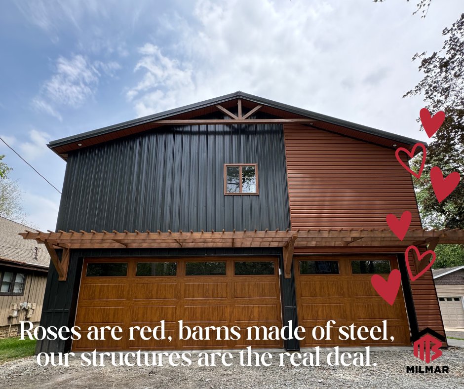 Y'all... how could we not? 😅 Besides, what's not to love about a post frame build? 😍

#Valentines #Barns #Barndominium #Puns #Milmar
