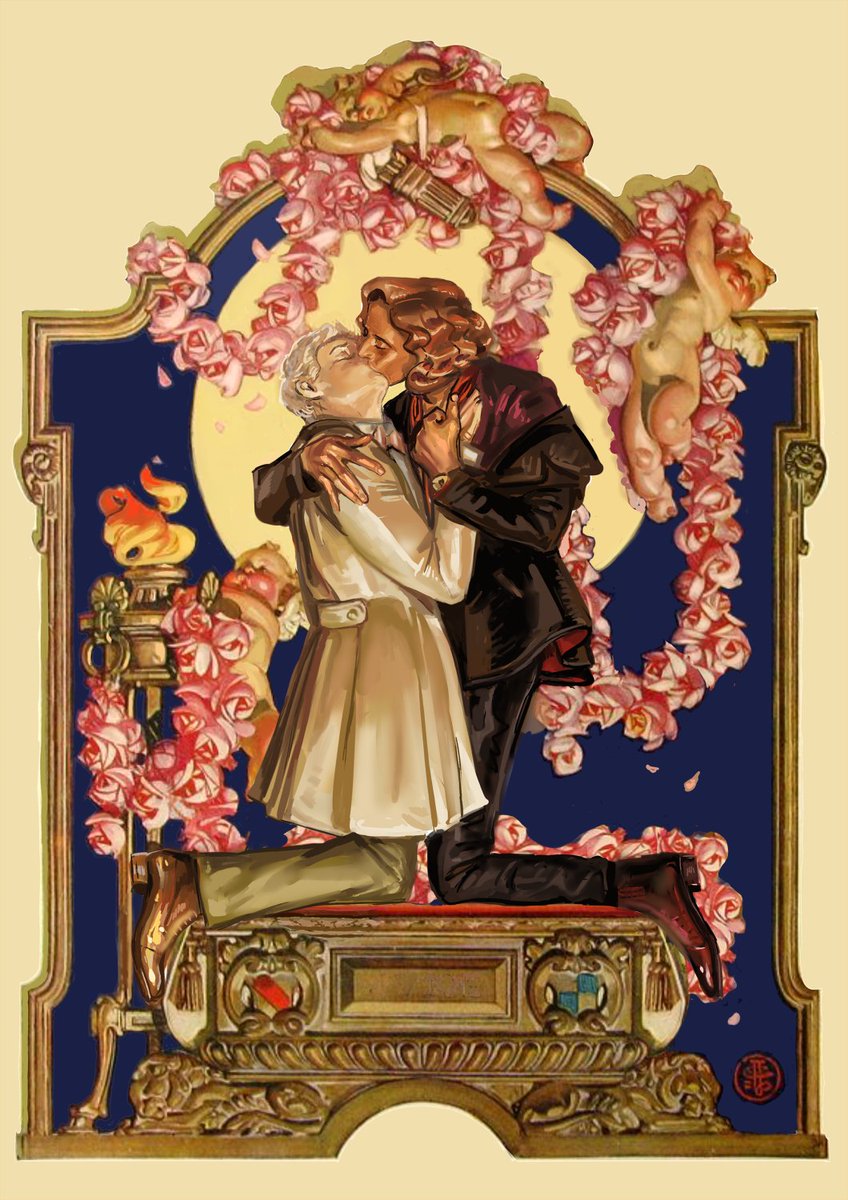 May 13! #GoodOmens #goodomens3 
(my old piece with Leyendecker background)