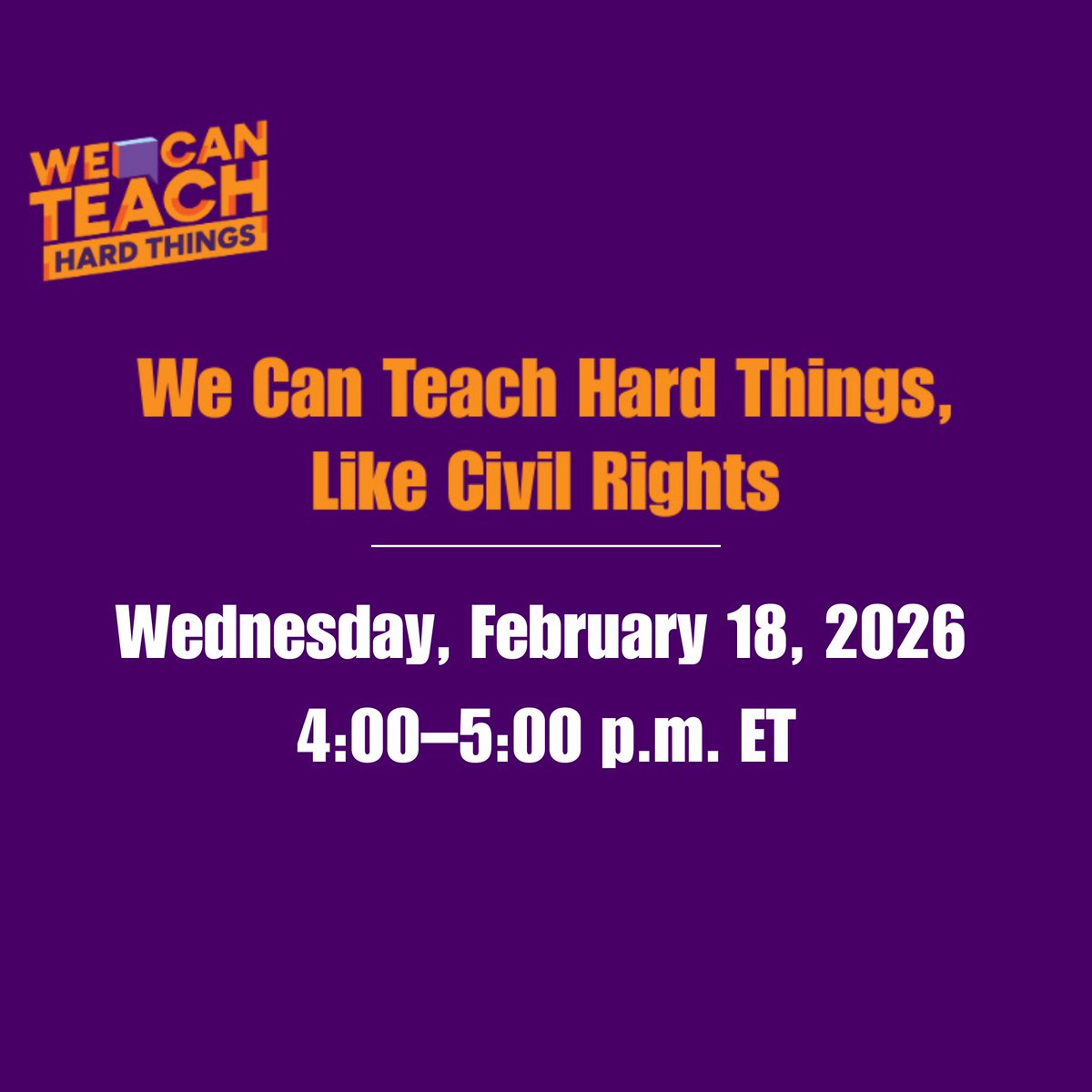 icivics's tweet photo. On February 18, we invite you to engage in a thoughtful, practical discussion about teaching civil rights across U.S. history in a free webinar! See you there: https://t.co/TpNqvIYXJu https://t.co/0yrpSDXaec