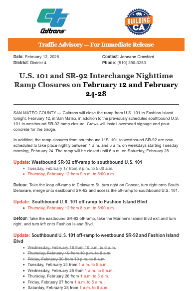 Caltrans District 4 tweet media