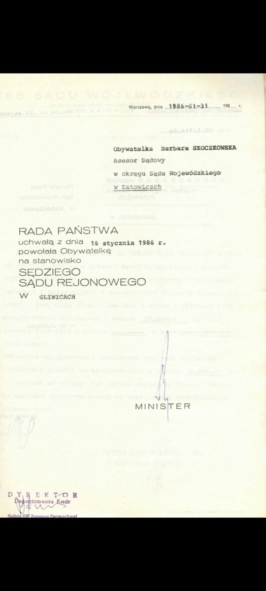 Podajemy to cudo za <a href="/Zaradkiewicz_K/">Kamil Zaradkiewicz</a> ⤵️

Sędzia Sądu Najwyższego - najważniejszego sądu w 🇵🇱 - Barbara Skoczkowska w 1986 roku przysięgała, że jako sędzia będzie strzec politycznego ustroju swojej socjalistycznej ojczyzny.

Chodzi o ustrój, który na sowieckich bagnetach i w