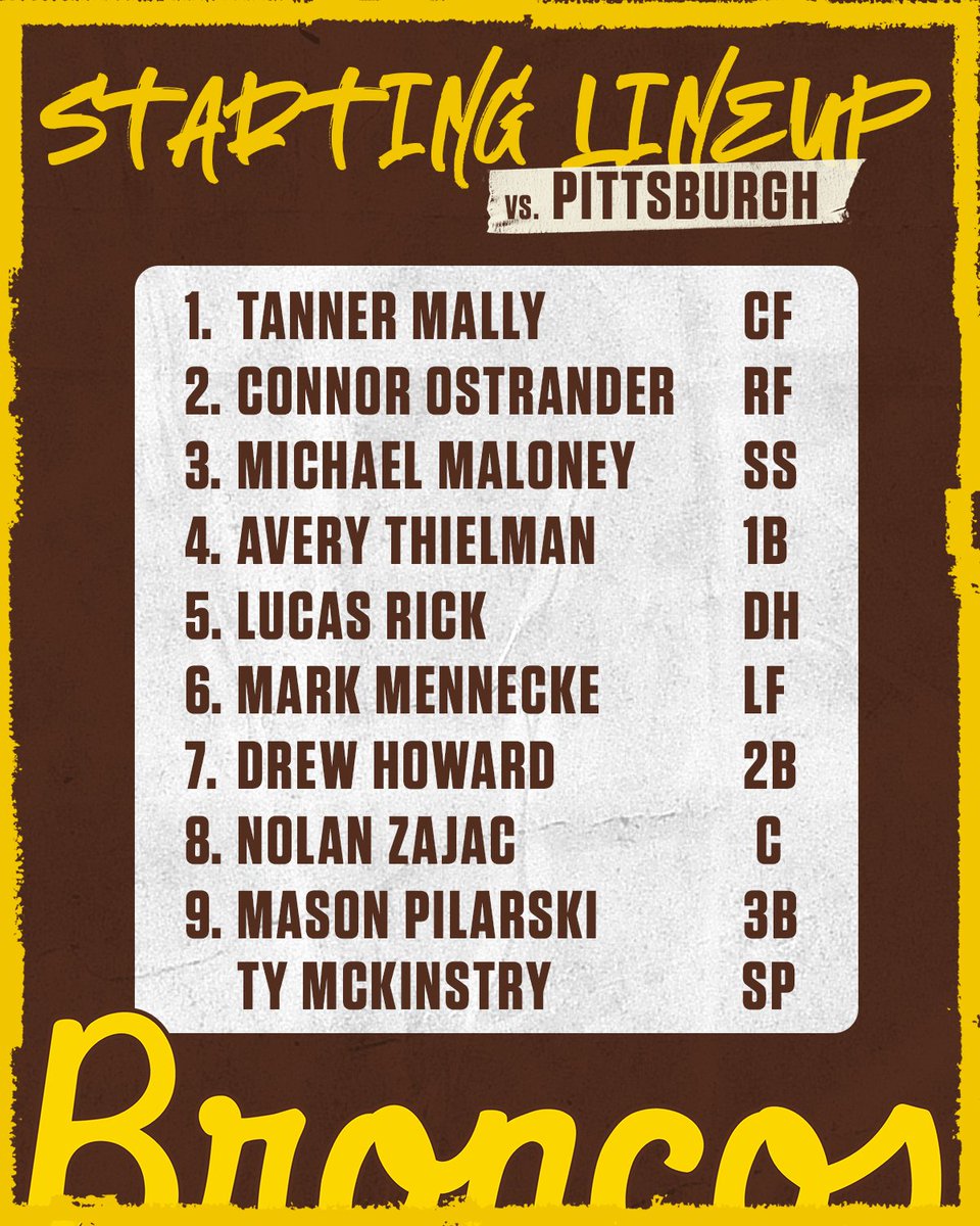 Western Michigan's starting lineup for Opening Day 2026!

#BroncosReign