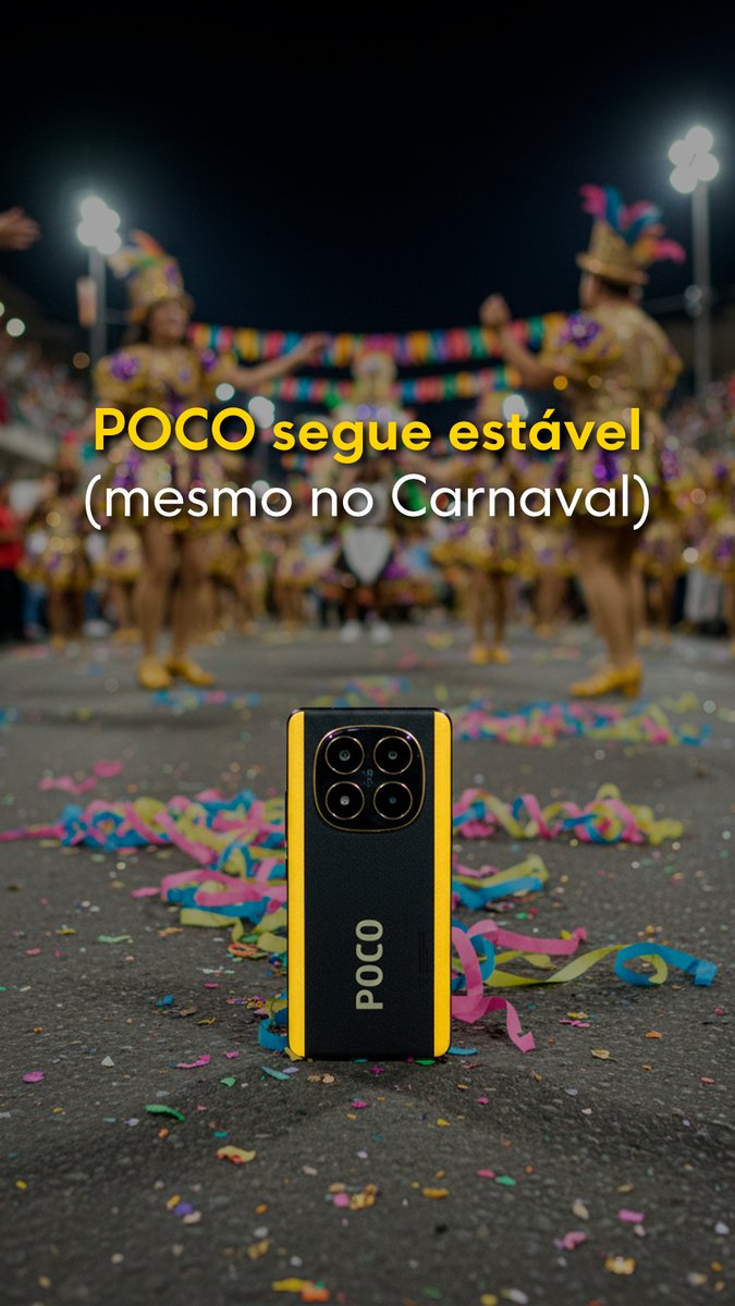 POCOBrasil's tweet photo. Segunda de Carnaval: glitter, calor, bloco, after e decisões questionáveis. 😅
Pelo menos uma coisa continua firme: POCO X7.

Sem drama no sistema.
Sem surto no calor.
Isso é POCO!

#POCOBrasil #POCOX7PRO #HyperOS #MIUI #Snapdragon #MediaTek #Performance #MobileGaming #GamerMobile #FPS