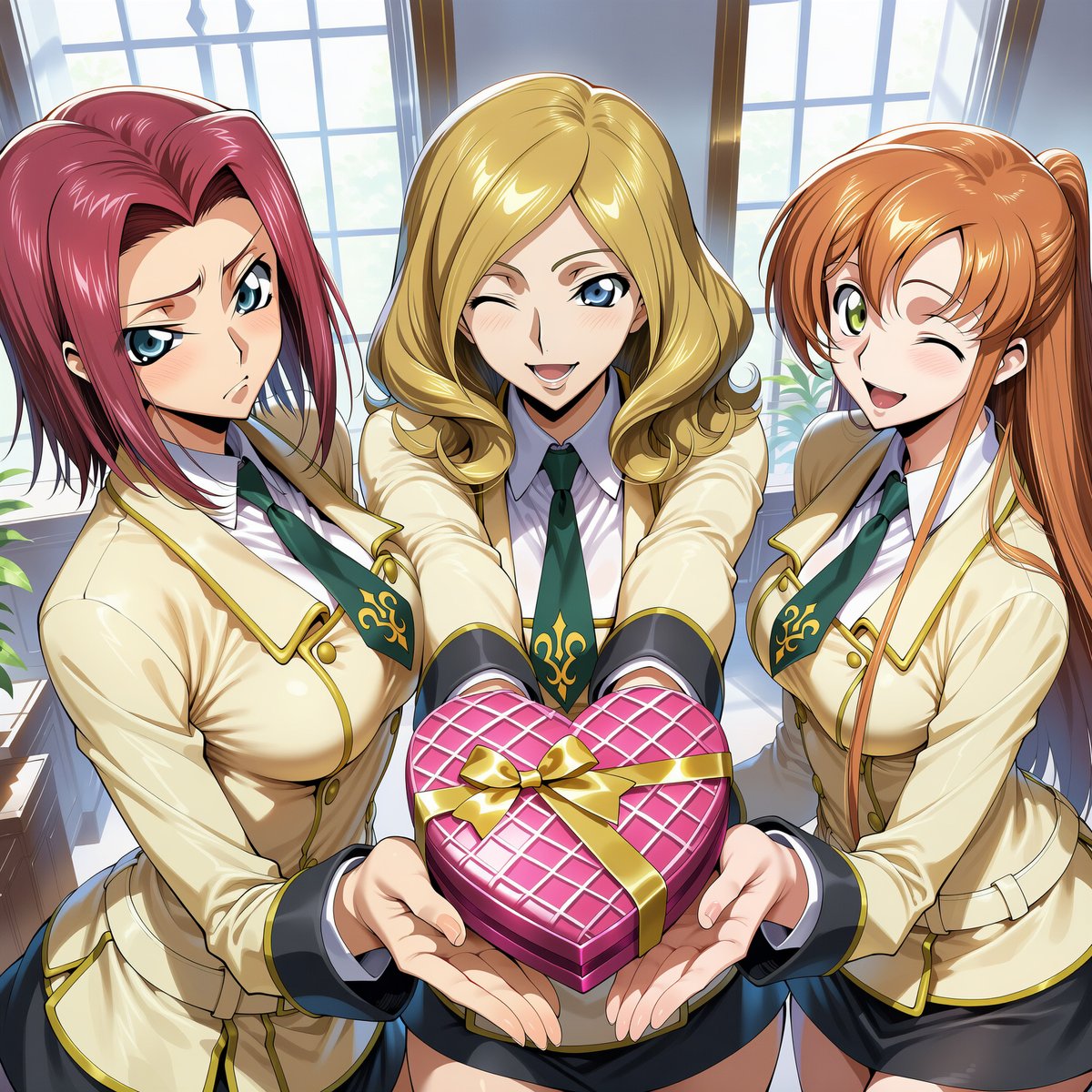 アッシュフォード学園生徒会から🍫🎁
カレンのやらされてる感

SFW Illustration