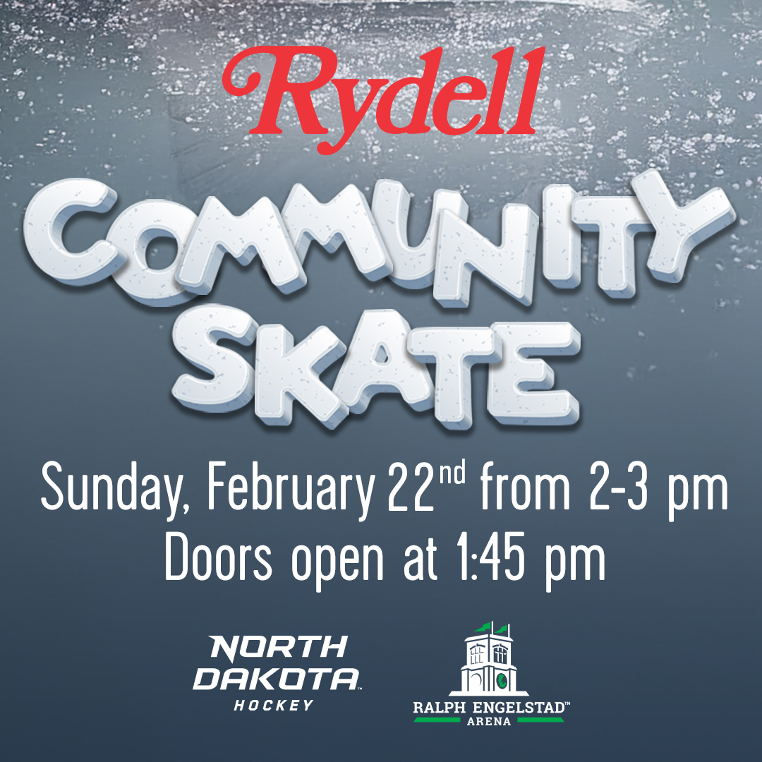 TheREA's tweet image. Bring your skates and join @UNDmhockey at The Ralph for a Community Skate on Sunday, February 22 from 2-3 PM.

For details, visit theralph.com/community
Presented by @rydellcars