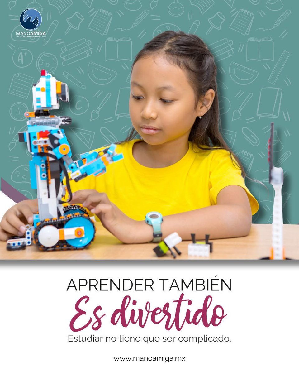 📘 Aprender támbien es divertido.

Estudiar no tiene que ser complicado. Para los más pequeños, usar colores, dibujos y ejemplos visuales ayuda a memorizar mejor y a disfrutar el aprendizaje. ✏️🎨

En #ManoAmiga creemos que una buena base escolar transforma vidas 💙
