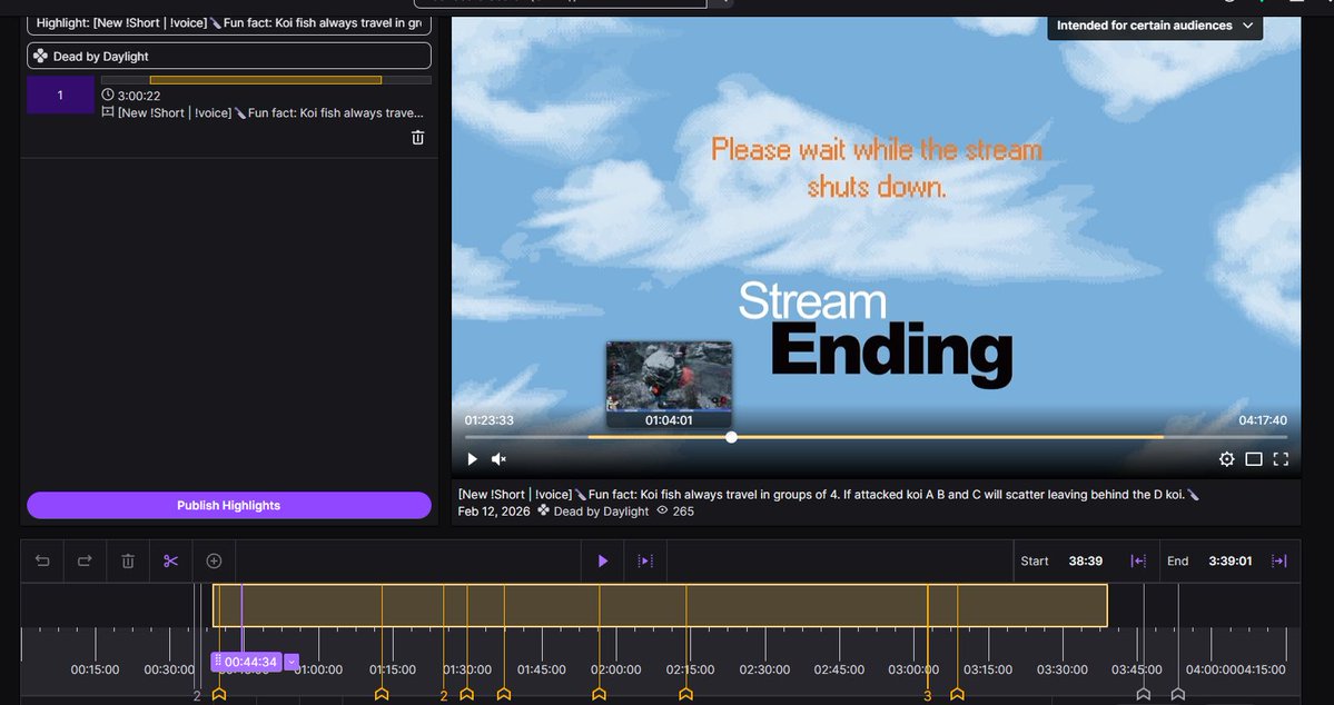 I’m so upset. My <a href="/Twitch/">Twitch</a> vod has shit the bed so all the things I wanted to go back and get are inaccessible 

All those markers were for me to go back for my other content and I can’t get theeeeeem 😭 everything is just “stream ending”